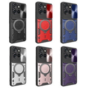 For Motorola Edge 50 Neo CD Texture Sliding Camshield Magnetic Holder Phone Case(Red)