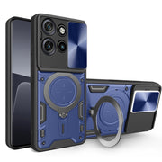 For Motorola Edge 50 Neo CD Texture Sliding Camshield Magnetic Holder Phone Case(Blue)