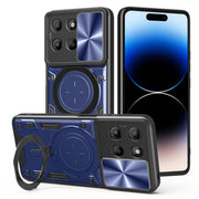 For Motorola Moto G15 CD Texture Sliding Camshield Magnetic Holder Phone Case(Blue)