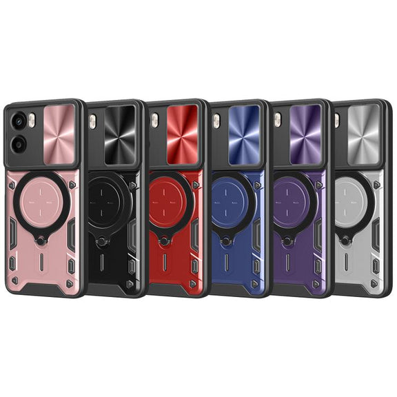 For Motorola Moto G05 CD Texture Sliding Camshield Magnetic Holder Phone Case(Red)