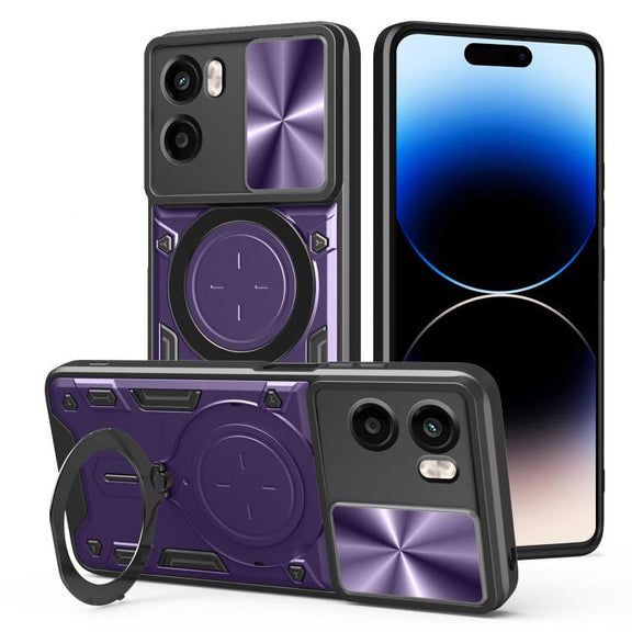 For Motorola Moto G05 CD Texture Sliding Camshield Magnetic Holder Phone Case(Purple)