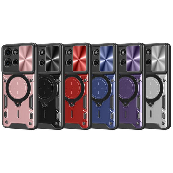 For Motorola Moto G75 5G CD Texture Sliding Camshield Magnetic Holder Phone Case(Red)