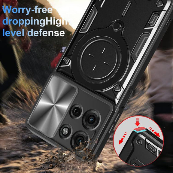 For Motorola Moto G75 5G CD Texture Sliding Camshield Magnetic Holder Phone Case(Red)