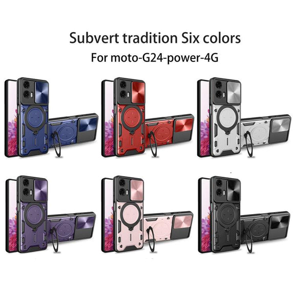 For Motorola Moto G24 Power CD Texture Sliding Camshield Magnetic Holder Phone Case(Black)