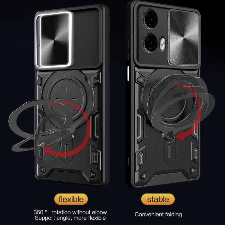 For Motorola Moto G24 Power CD Texture Sliding Camshield Magnetic Holder Phone Case(Black)