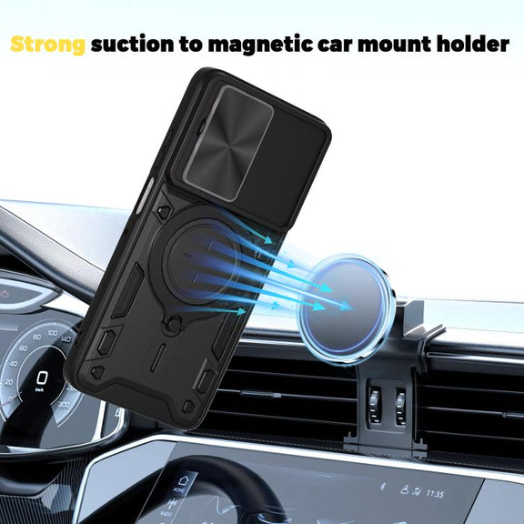 For Motorola Moto G56 5G CD Texture Sliding Camshield Magnetic Holder Phone Case(Red)