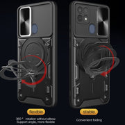 For OPPO A15 / A15s / A35 2021 CD Texture Sliding Camshield Magnetic Holder Phone Case(Blue)