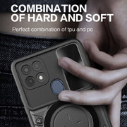 For OPPO A15 / A15s / A35 2021 CD Texture Sliding Camshield Magnetic Holder Phone Case(Blue)