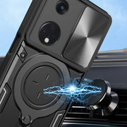 For OPPO Reno8 T 5G CD Texture Sliding Camshield Magnetic Holder Phone Case(Black)