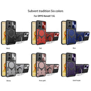 For OPPO Reno8 T 5G CD Texture Sliding Camshield Magnetic Holder Phone Case(Red)