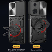 For OPPO Reno8 T 5G CD Texture Sliding Camshield Magnetic Holder Phone Case(Blue)