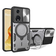 For OPPO Reno8 T 5G CD Texture Sliding Camshield Magnetic Holder Phone Case(Silver) - OPPO Cases by PMC TechLife | Online Shopping South Africa | PMC TechLife | Buy Now Pay Later Mobicred