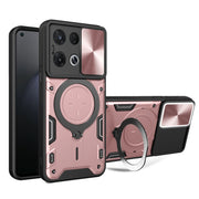 For OPPO Reno8 Pro 5G CD Texture Sliding Camshield Magnetic Holder Phone Case(Pink)