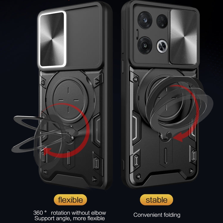 For OPPO Reno8 Pro 5G CD Texture Sliding Camshield Magnetic Holder Phone Case(Red)