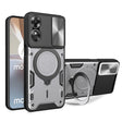 For OPPO A17 4G CD Texture Sliding Camshield Magnetic Holder Phone Case(Silver) - OPPO Cases by PMC TechLife | Online Shopping South Africa | PMC TechLife | Buy Now Pay Later Mobicred