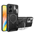 For OPPO F23 5G India / A98 5G / A1 5G CD Texture Sliding Camshield Magnetic Holder Phone Case(Black) - free shipping - PMC TechLife - Order now!