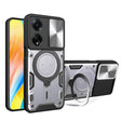 For OPPO F23 5G India / A98 5G / A1 5G CD Texture Sliding Camshield Magnetic Holder Phone Case(Silver) - OPPO Cases by PMC TechLife | Online Shopping South Africa | PMC TechLife | Buy Now Pay Later Mobicred