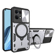 For OPPO Reno7 4G / F21 Pro 4G CD Texture Sliding Camshield Magnetic Holder Phone Case(Silver) - OPPO Cases by PMC TechLife | Online Shopping South Africa | PMC TechLife | Buy Now Pay Later Mobicred