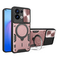 For OPPO Reno8 5G CD Texture Sliding Camshield Magnetic Holder Phone Case(Pink) - OPPO Cases by PMC TechLife | Online Shopping South Africa | PMC TechLife | Buy Now Pay Later Mobicred