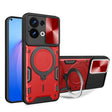 For OPPO Reno8 5G CD Texture Sliding Camshield Magnetic Holder Phone Case(Red) - OPPO Cases by PMC TechLife | Online Shopping South Africa | PMC TechLife | Buy Now Pay Later Mobicred