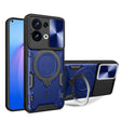 For OPPO Reno8 5G CD Texture Sliding Camshield Magnetic Holder Phone Case(Blue) - OPPO Cases by PMC TechLife | Online Shopping South Africa | PMC TechLife | Buy Now Pay Later Mobicred