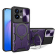 For OPPO Reno8 5G CD Texture Sliding Camshield Magnetic Holder Phone Case(Purple) - OPPO Cases by PMC TechLife | Online Shopping South Africa | PMC TechLife | Buy Now Pay Later Mobicred
