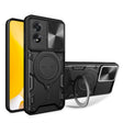 For OPPO A38 4G Global CD Texture Sliding Camshield Magnetic Holder Phone Case(Black) - OPPO Cases by PMC TechLife | Online Shopping South Africa | PMC TechLife | Buy Now Pay Later Mobicred