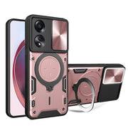 For OPPO A58 4G Global CD Texture Sliding Camshield Magnetic Holder Phone Case(Pink)
