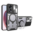 For OPPO A58 4G Global CD Texture Sliding Camshield Magnetic Holder Phone Case(Silver) - OPPO Cases by PMC TechLife | Online Shopping South Africa | PMC TechLife | Buy Now Pay Later Mobicred
