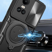 For OPPO Reno10 5G Global CD Texture Sliding Camshield Magnetic Holder Phone Case(Blue)