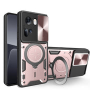 For OPPO Reno11 5G Global CD Texture Sliding Camshield Magnetic Holder Phone Case(Pink)