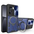 For OPPO Reno11 5G Global CD Texture Sliding Camshield Magnetic Holder Phone Case(Blue) - Reno11 Cases by PMC TechLife | Online Shopping South Africa | PMC TechLife | Buy Now Pay Later Mobicred