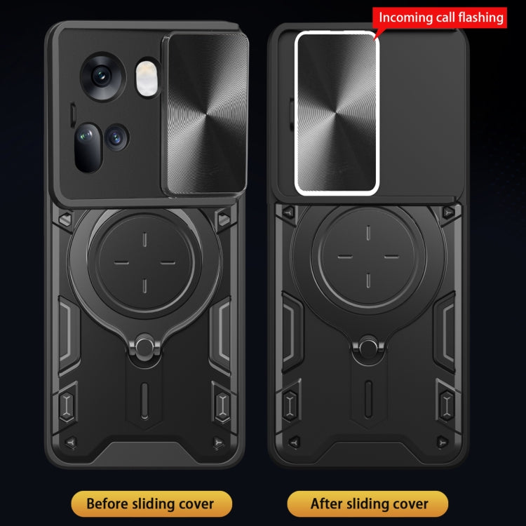 For OPPO Reno11 5G Global CD Texture Sliding Camshield Magnetic Holder Phone Case(Purple)