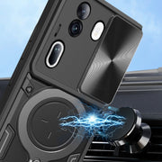 For OPPO Reno11 Pro 5G Global CD Texture Sliding Camshield Magnetic Holder Phone Case(Black)