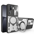 For OPPO Reno11 Pro 5G Global CD Texture Sliding Camshield Magnetic Holder Phone Case(Silver) - Reno11 Pro Cases by PMC TechLife | Online Shopping South Africa | PMC TechLife | Buy Now Pay Later Mobicred