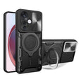 For OPPO Reno11 F 5G Global CD Texture Sliding Camshield Magnetic Holder Phone Case(Black) - Reno11 F Cases by PMC TechLife | Online Shopping South Africa | PMC TechLife | Buy Now Pay Later Mobicred