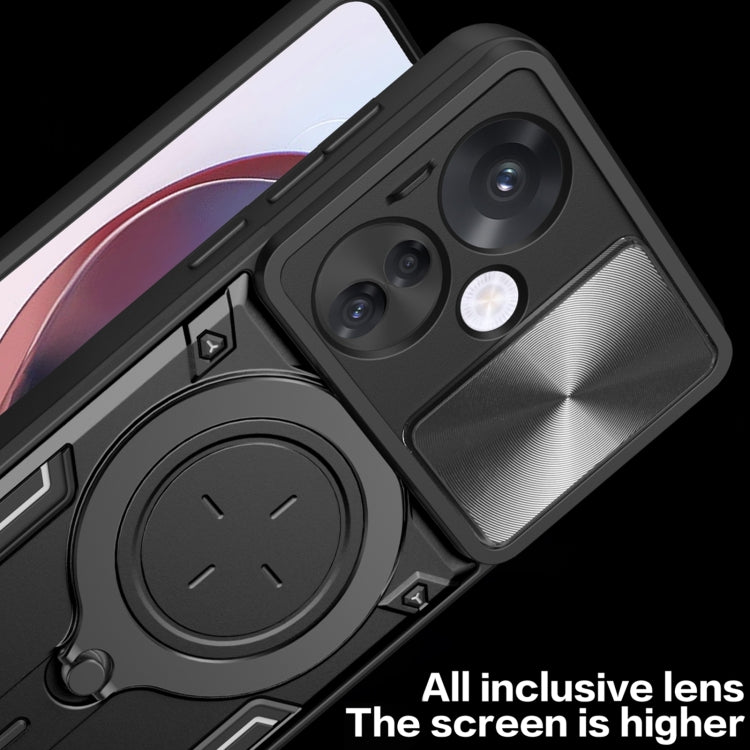 For OPPO Reno11 F 5G Global CD Texture Sliding Camshield Magnetic Holder Phone Case(Red)