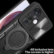 For OPPO Reno11 F 5G Global CD Texture Sliding Camshield Magnetic Holder Phone Case(Red)