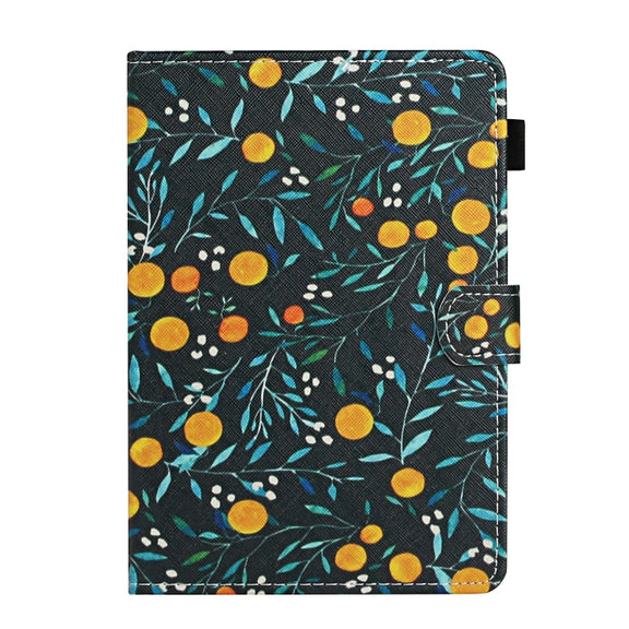 For 10 inch Universal Tablet PC Flower Pattern Horizontal Flip Leather Case with Card Slots & Holder(Yellow Fruit)