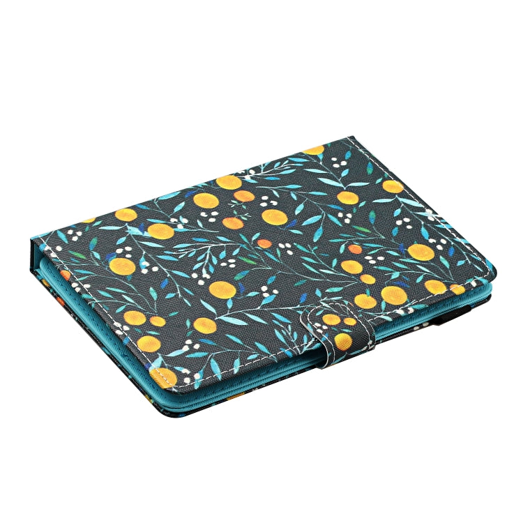 For 10 inch Universal Tablet PC Flower Pattern Horizontal Flip Leather Case with Card Slots & Holder(Yellow Fruit)