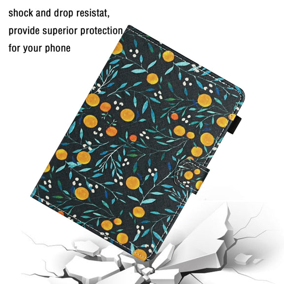 For 10 inch Universal Tablet PC Flower Pattern Horizontal Flip Leather Case with Card Slots & Holder(Yellow Fruit)