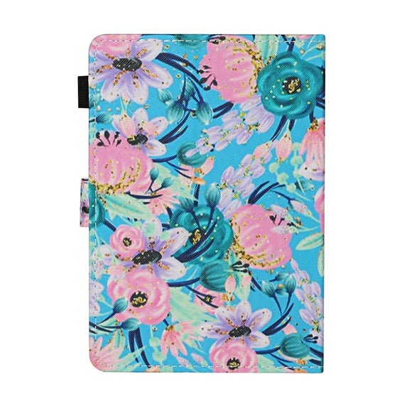 For 10 inch Universal Tablet PC Flower Pattern Horizontal Flip Leather Case with Card Slots & Holder(Pink Flower)