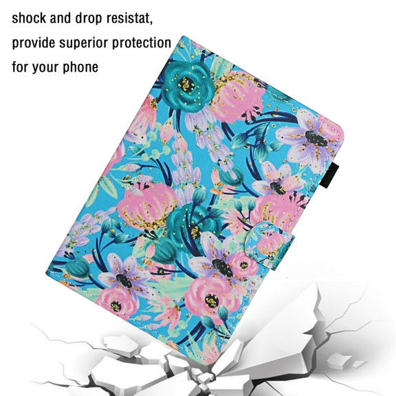 For 10 inch Universal Tablet PC Flower Pattern Horizontal Flip Leather Case with Card Slots & Holder(Pink Flower)