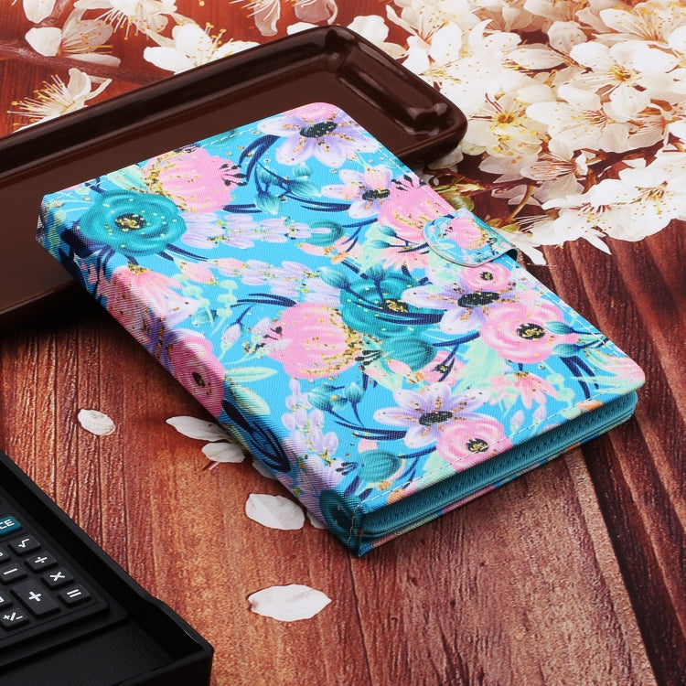 For 10 inch Universal Tablet PC Flower Pattern Horizontal Flip Leather Case with Card Slots & Holder(Pink Flower)