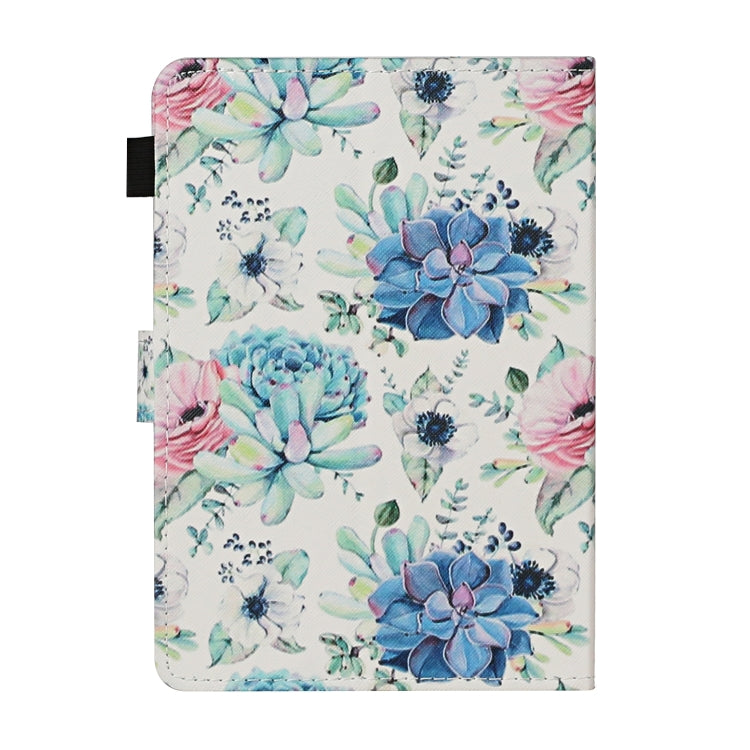 For 10 inch Universal Tablet PC Flower Pattern Horizontal Flip Leather Case with Card Slots & Holder(Blue Flower On White)