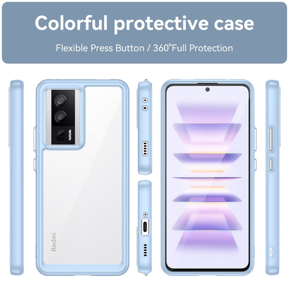For Xiaomi Poco F5 Pro Colorful Series Acrylic Hybrid TPU Phone Case(Blue)
