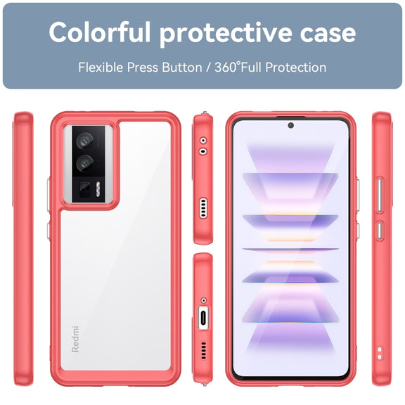 For Xiaomi Poco F5 Pro Colorful Series Acrylic Hybrid TPU Phone Case(Red)