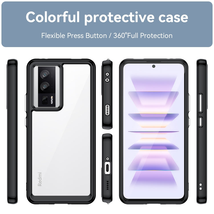 For Xiaomi Poco F5 Pro Colorful Series Acrylic Hybrid TPU Phone Case(Black)