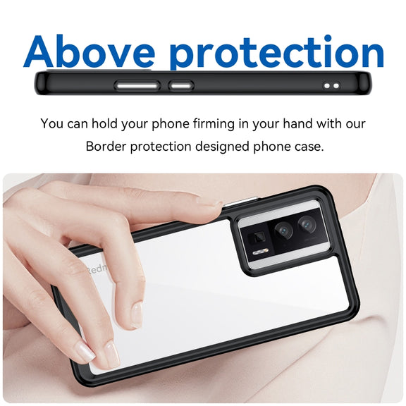 For Xiaomi Poco F5 Pro Colorful Series Acrylic Hybrid TPU Phone Case(Black)