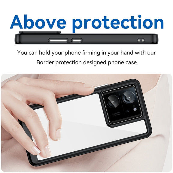 For Xiaomi 13T Colorful Series Acrylic Hybrid TPU Phone Case(Black)